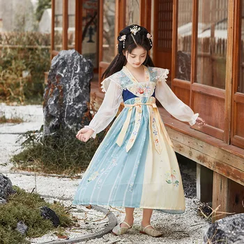 Gyermek Hanfu lányok tavaszi ruhái Új lányok Hanfu kínai stílusú ősi ruhák Hanfu lányok előadása Hanfu Nemzeti