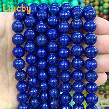 Természetes kő lapis lazuli Kék kerek gyöngy ékszerkészítéshez DIY hagyományos kiegészítők Karkötők 15