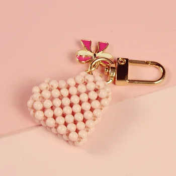 Kreatív szív Kulcstartók Divat kulcstartók Női táska Charm Medál kulcstartók Tartó Szerelem gyöngyök Szövés Kulcstartók Ajándékok