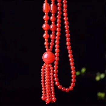 Természetes achát kőgyöngyös nyaklánc Piros achát ékszergyártás nyaklánc