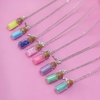 Retro drift palack medál nyaklánc tündér charm nyaklánc üvegpalack Kívánság ékszerek lányoknak születésnapi ajándékok