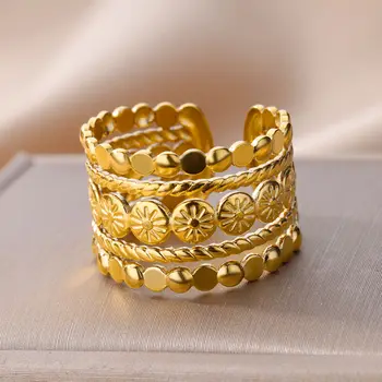 rozsdamentes acél gyűrűk klasszikus üreges cseh retro stílusú arany színű gyűrű nőknek ékszer party barátok ajándékai 2023 Újdonság