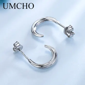 UMCHO 100% valódi 925 sterling ezüst fülbevaló egyszerű divat fülbevaló party nőknek születésnapi ajándékok finom ékszerek fehér