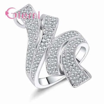 Modern fényes gyűrű 925 sterling ezüst köbös cirkónium Luxus egyedi design női évfordulós esküvői ékszerek