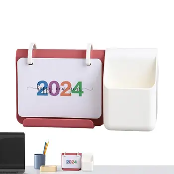 2024 Asztali naptár Multifunkcionális 2024-es állóasztal-naptárak tolltartóval Vezetékes asztal Standup Egyszerű kialakítás havonta