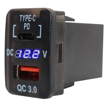 30X20MM autós USB töltő QC3.0 gyorstöltés PD C típusú USB töltő adapterrel Toyota készülékhez