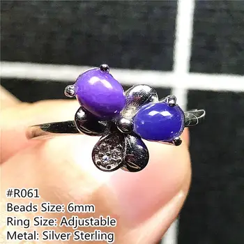 Natural Royal Purple Sugilite gyűrű 925 Ezüst ékszerek nőnek Lady Man Rákellenes gyöngyök Kristálykő állítható gyűrű AAAAA