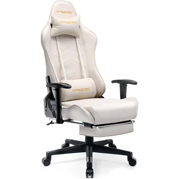 GTRACING gamer szék lábtartóval, ergonomikus versenystílus dönthető számítógépes szék deréktámasszal és magassággal