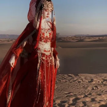 Sivatagi hercegnő Egzotikus stílus Ru szoknya Színpadi jelmez hímzés Szél Repülés a nyugati régiókban Fényképezés Nemzeti stílus