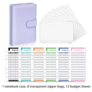 2023 A6 PU bőr költségvetési iratrendező notebook készpénzboríték-rendszer készlet, iratgyűjtő zsebekkel pénzért Költségvetés-megtakarítási számlaszervező
