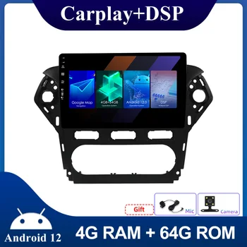 10 hüvelykes IPS 2 Din Autoradio autós multimédia lejátszó Android 12 A Ford Mondeo 2011-2013 GPS RDS DAB SWC Kamera Carplay DSP 4G + 64G