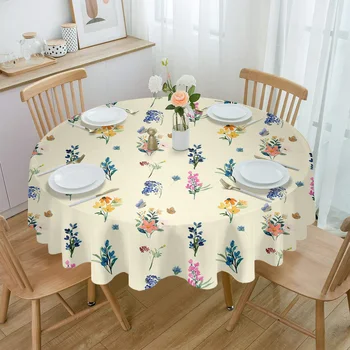Virág százszorszép levendula Pillangó írisz vízálló terítő Asztal dekoráció Esküvői otthoni konyha Étkező Kerekasztal fedél