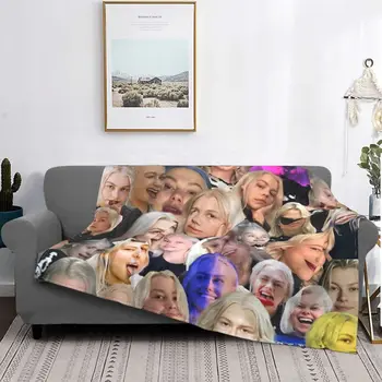 Phoebe Bridgers Face kollázs takaró ágytakaró ágytakaró az ágyon Piknik takaró kanapéhuzat télen dekoratív kanapé takarók
