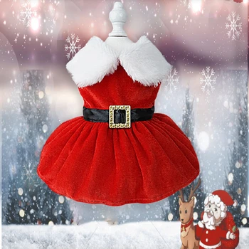 Kisállat karácsonyi kabát ruhák kutya ruha karácsonyi ruha piros szoknya háziállatok macska meleg ruha íj szoknyák kölyökkutya ruha bichon yorkies kisállat kellékek
