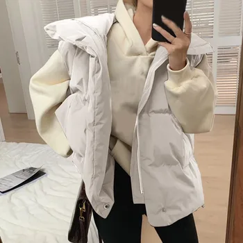 Mellény női téli új 2023 koreai rövid kültéri nagy változat fekete laza karcsúsító pamut mellény felsőruházat téli kabát