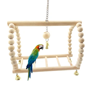 Új fa madarak papagájok sügér állvány függő hinta ketrec kiegészítők játékok állványtartó medál madár kellékek