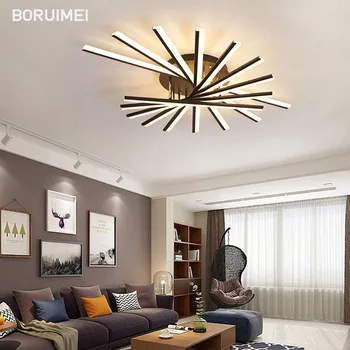 Modern akril LED csillár mennyezeti lámpák nappalihoz Hálószoba Arany Fekete Fehér Színes világítás Csillogó szabályozható lámpa