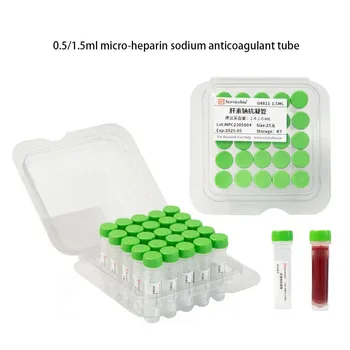 Servicebio 0,2 ~ 1,5 ml Micro EDTA K2 vér rutin antikoaguláns cső, mikro heparin nátrium antikoaguláns cső (állatok számára) PP