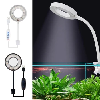 USB 8W akvárium LED csíptetős lámpa 360 fokban forgatható haltartályok Könnyű sósvízi növények termesztéséhez 4 szín állítható