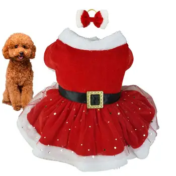 Karácsonyi kutyaruhák Fényes háló Termikus ing Télikabát Aranyos lány ruházat Piros ruhák Kutya macska Karácsonyi ünnepi ruha
