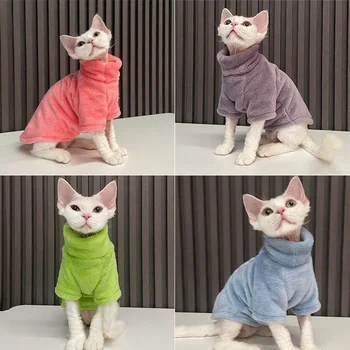  garbó macska pulóver kabát téli meleg szőrtelen macska ruhák puha bolyhos pulóver ing maine-coon macska chihuahua kisállat ruházat
