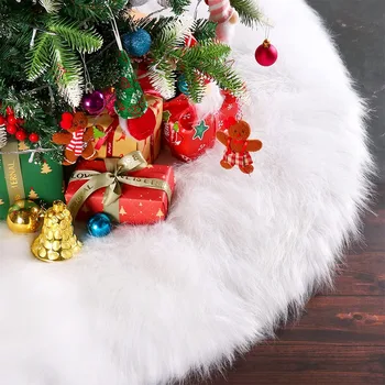 38cm karácsonyfa szoknyák fehér műszőrme szőnyeg kerek plüss szőnyeg karácsonyfa díszhez Újévi ünnepi otthoni parti dekoráció