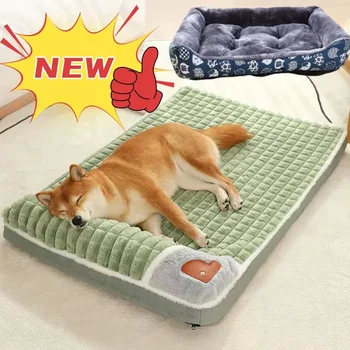 Téli meleg kutyaszőnyeg Luxus kanapé kis, közepes kutyáknak Kockás ágy macskáknak Kutyák bolyhos alvás Kivehető mosható kisállatágyak