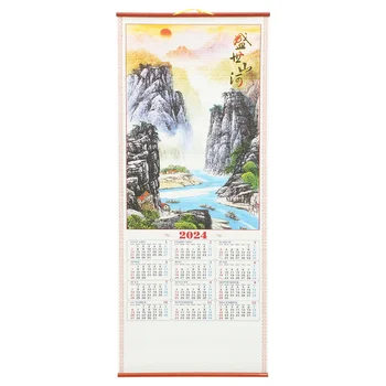 Naptár havi fali függesztési naptár Kínai stílusú függő naptár A sárkány éve Függő naptár dekoráció
