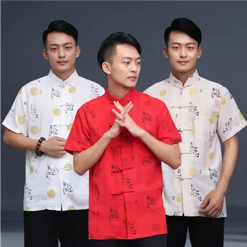 Kínai dzsekik Férfiak Cheongsam felsők Ingek Hagyományos vászon alkalmi Tai Chi Kung Fu Wushu Hanfu Tang Cardigan Modern ruházat