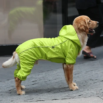 Közepes nagy kutya esőkabát állítható kisállat vízálló ruhák Kisállat szélálló esőálló kapucnis pulóverek esőkabát jumpsuit