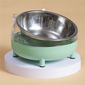 Kreatív macskaetetőtál elválasztható rozsdamentes acél kisállat-adagoló / ivótál kisméretű, közepes macska kutya átlátszó élelmiszer-tárolóhoz