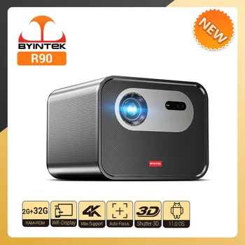 BYINTEK R90 Full HD 1080P DLP projektor 2200 ANSI lumen Android TV 11.0 3D 4K támogatott intelligens házimozi projektor
