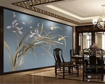 Egyéni 3D fotó háttérkép modern orchidea virág madár falfestmény tapéta nappali kanapé TV háttér háttérkép