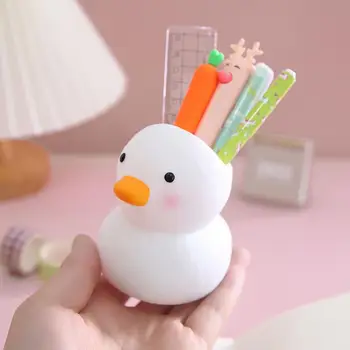 Kreatív kacsa alakú tolltartó Mini rajzfilm kacsa ceruzatartó asztali szervező Karácsonyi ajándék Aranyos dísz Diákkellékek