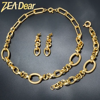 ZEADear ékszerek 18K aranyozott láncszem nyaklánc karkötő lógó fülbevaló Hip Hop Rock Party ajándék 2023 Trendy New Wholesale