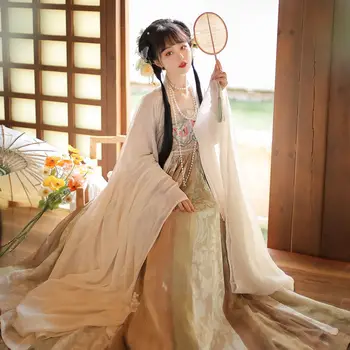 Hanfu ruha párok Kínai hagyományos cosplay jelmez 2023 Nyári nők Ősi Hanfu zöld 3db szett plusz XL méret