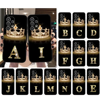 Diamond Crown Letter telefontok Samsung Galaxy A73 A13 A22 A32 A71 A33 A52 A53 A72 A73 A51 A31 A23 A34 A54 A52 A53S Funda