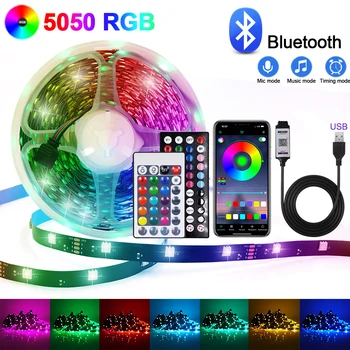 5V USB LED szalag fény RGB 5050 rugalmas LED szalag Bluetooth App hangvezérlő dióda szalag TV háttérvilágításhoz Szoba dekoráció