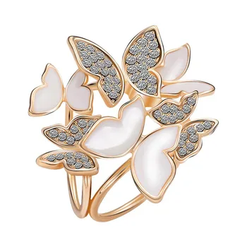 Elegáns 3 gyűrűs pillangó sál gyűrű selyem sál csat (arany)