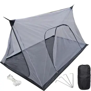 szúnyoghálós sátor, nyári kemping poliészter háló szúnyogirtó belső sátor, 4 köszörült szeggel 2 függő kötél, 2.1mx1.3m
