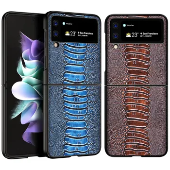 2 az 1-ben luxus retro valódi bőr telefontok Samsung Galaxy Z Flip3 Flip 3 5G vintage struccláb bőr páncél hátlaphoz