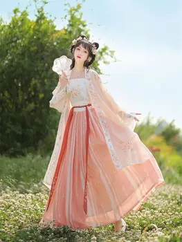 Yourqipao Ősi hagyományos kínai nők Hanfu ruha Tündér hímzés Színpad Néptánc jelmez Retro Song Dynasty 3 db készlet