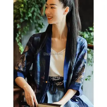 2024 Kínai tradicionális nők vintage virágmintás blúz keleti etnikai hanfu blúz tang öltöny elegáns kecses tangsuit