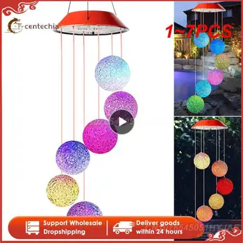 1 ~ 7PCS Napelemes LED szélharang hordozható színváltó spirális pörgettyű Windchime ház Kültéri függő dekoratív Windbell