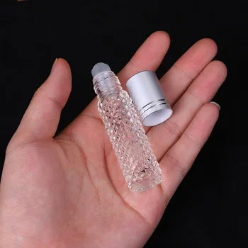 10ml csúszásgátló görgős labda parfümös üveg üveg hengeres palack szivárgásmentes görgős masszázspalack újratölthető átlátszó palack