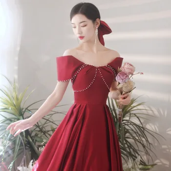 Eljegyzési ruha Plus méret 3XL Vestidos esküvői menyasszony pirítós ruhák piros vintage vállig érő estélyi báli ruha