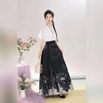 Kínai hagyományos hanfu szett női ruha Nyári lótusz Mamianqun napi fejlesztés ingázás kínai szoknya öltöny