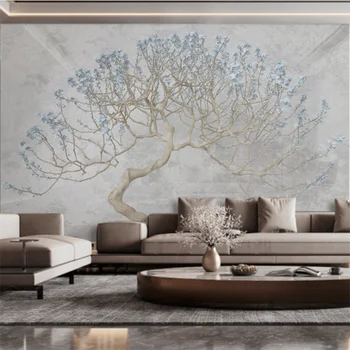 Egyéni 3d falfestmény virágzó fa virágág tapéta Nordic nappali hálószoba TV háttérfal dekoratív festés Обои