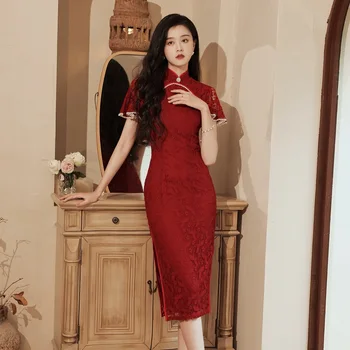 Esküvő Qipao ruha Modern Cheongsam kínai hagyományos csipke jumpsuit elegáns női ruhák 2024 Új érkezés