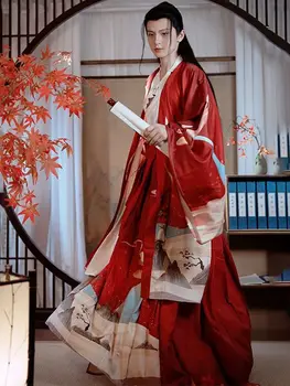 Eredeti Weijin-dinasztia Hanf átadási gallér Teljes derék Ősi kínai hagyományos ruházat Jelmez öltöny 3 részes szett Uniszex